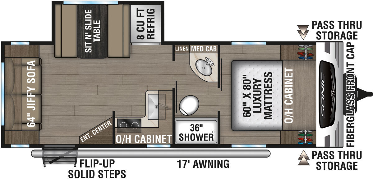 2025 Venture RV Sonic Lite SN231VRL Travel Trailer Floorplan