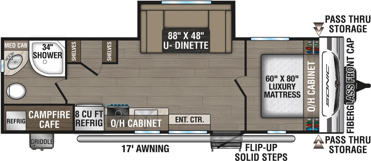 2025 Venture RV Sonic SN241VRB Travel Trailer Floorplan