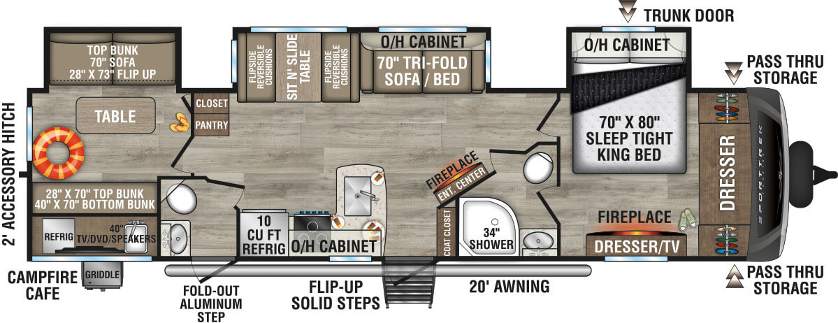 2025 Venture RV SportTrek Touring Edition STT343VBH Travel Trailer Floorplan