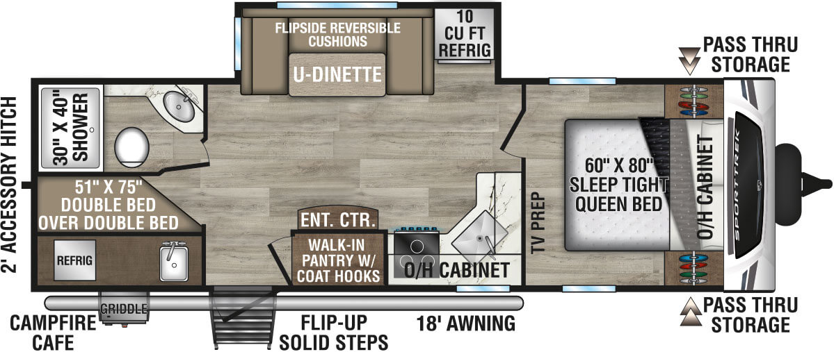 2025 Venture RV SportTrek ST261VBH Travel Trailer Floorplan