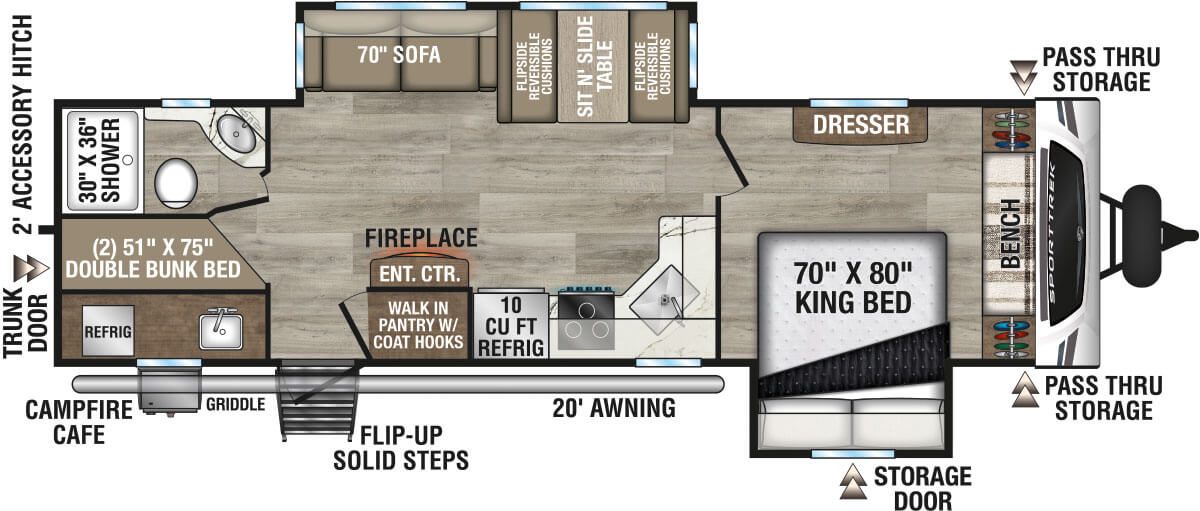 2025 Venture RV SportTrek ST292VBH Travel Trailer Floorplan