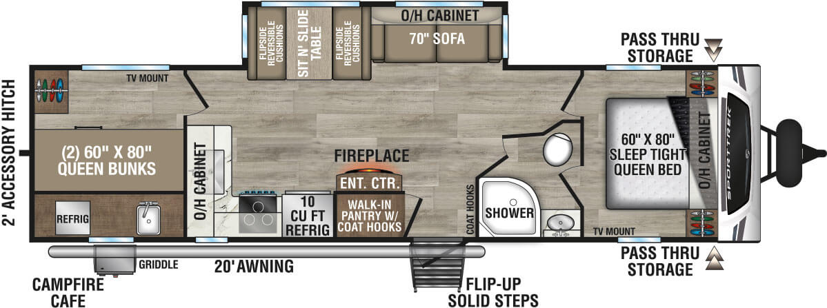 2025 Venture RV SportTrek ST301VTQ Travel Trailer Floorplan