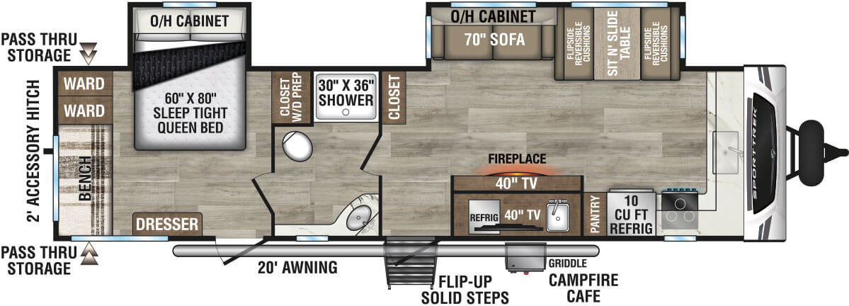 2025 Venture RV SportTrek ST302VFK Travel Trailer Floorplan