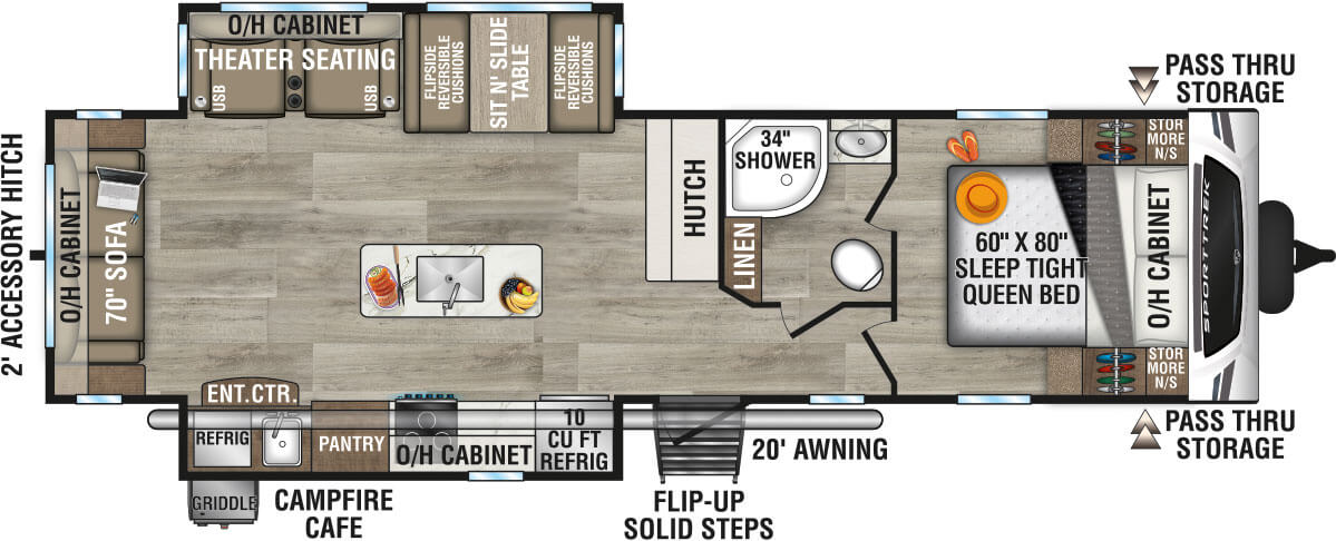 2025 Venture RV SportTrek ST312VIK Travel Trailer Floorplan