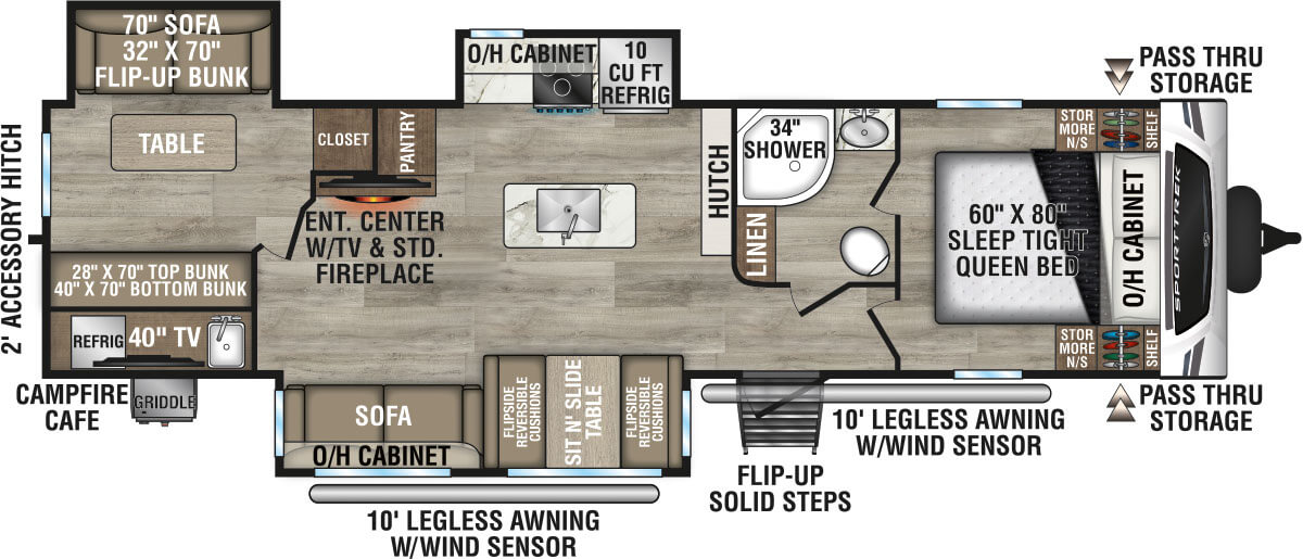 2025 Venture RV SportTrek ST327VIK Travel Trailer Floorplan