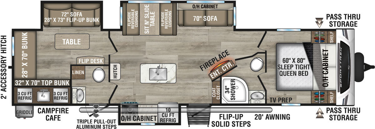 2025 Venture RV SportTrek ST333VIK Travel Trailer Floorplan