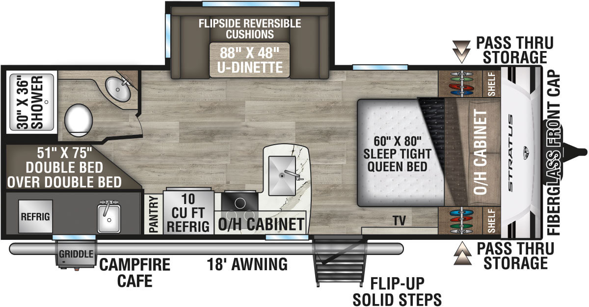 2025 Venture RV Stratus SR211VBH Travel Trailer Floorplan