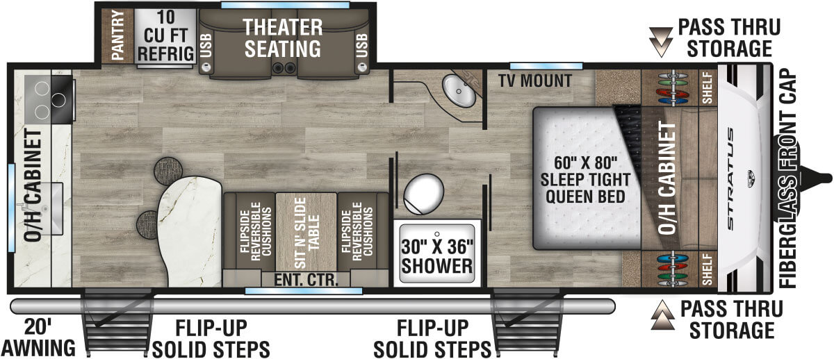 2025 Venture RV Stratus SR241VRK Travel Trailer Floorplan