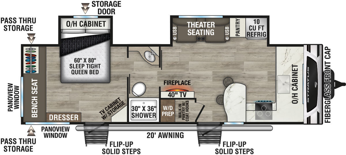 2025 Venture RV Stratus SR262VFK Travel Trailer Floorplan