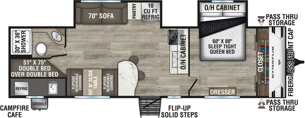 2025 Venture RV Stratus SR302VBH Travel Trailer Floorplan