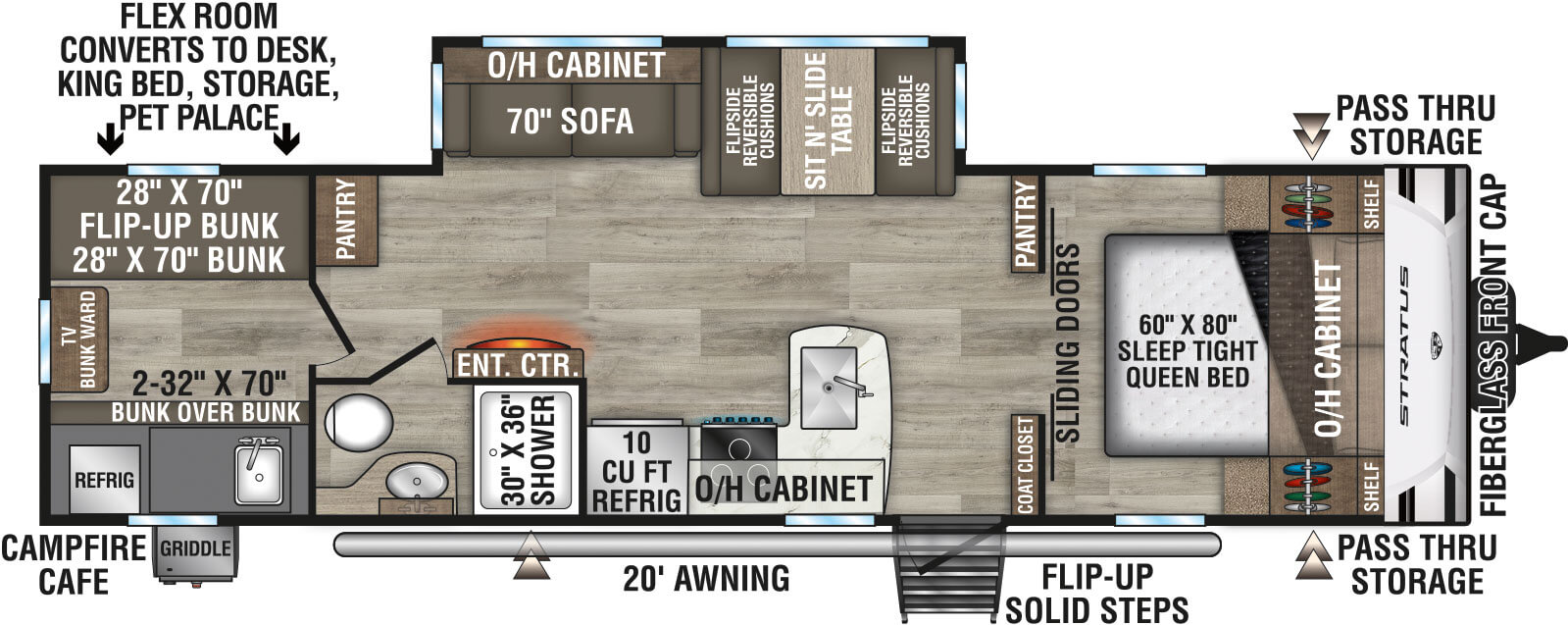 2025 Venture RV Stratus SR291VQB Travel Trailer Floorplan