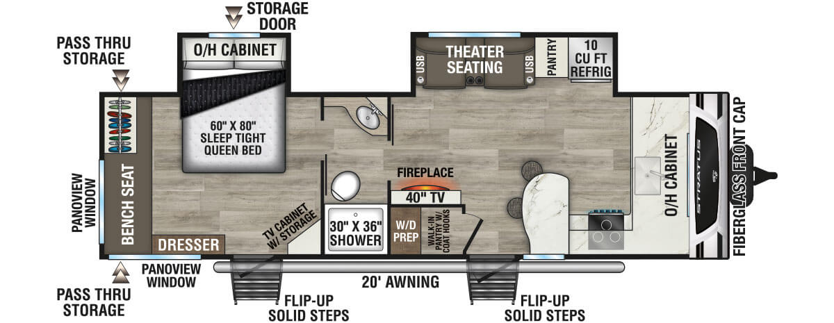 2025 Venture RV Stratus SR262VFK Travel Trailer Floorplan