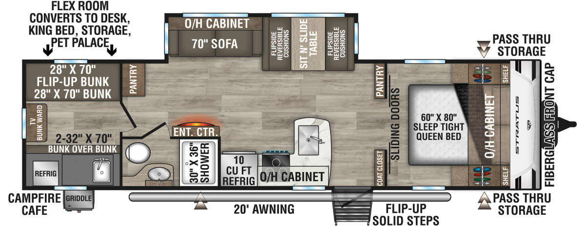 2025 Venture RV Stratus SR291VQB Travel Trailer Floorplan